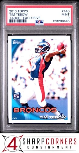 2010 TOPPS TARGET EXCLUSIVE #440 TIM TEBOW RC HEISMAN PSA 9