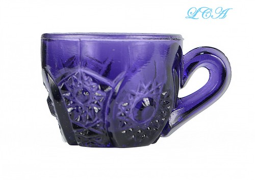 Rare ORNATE miniature ANTIQUE purple EAPG Early American Pattern Glass tiny CUP - Picture 2 of 3