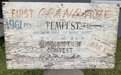 Vintage 1961 Pontiac Tempest Grand Prize Adv. Sign Washington Daily Times Rare - Picture 19 of 19