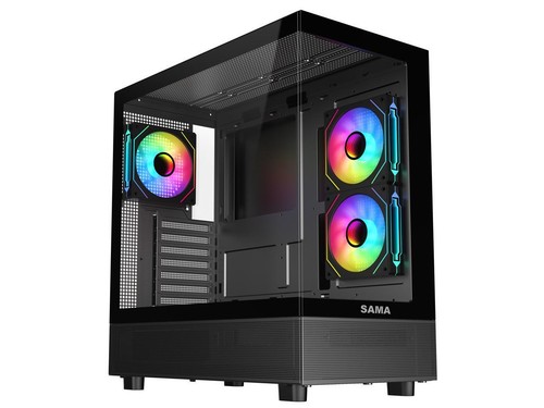 Sama Neview 4361 czarna obudowa komputera ATX Mid Tower z wentylatorami ARGB 3 x 120mm - Zdjęcie 2 z 10