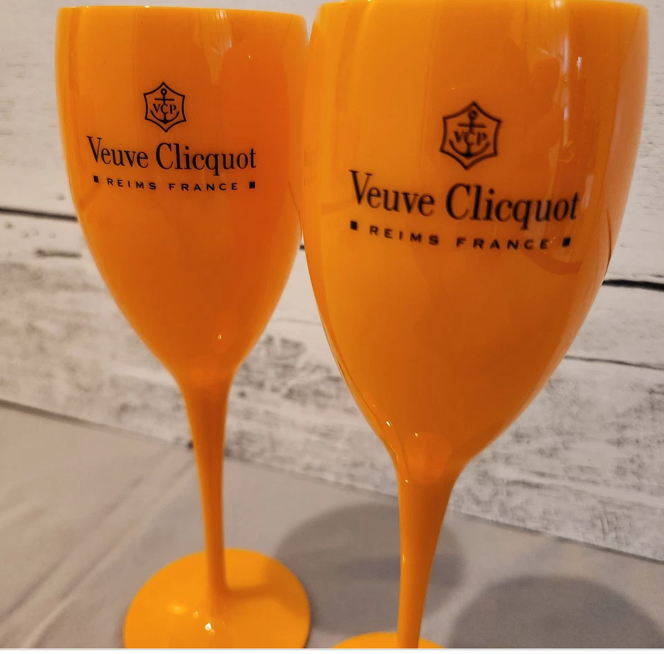 Veuve Orange Plastic Champagne Flute Glass | Matching Ice Bucket Set Options - Image 3 of 4