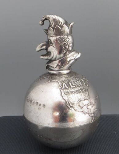 JR Gaunt Novelty Silver Plated Punch Paperweight - Always on Top - Globe/World - Picture 12 of 17