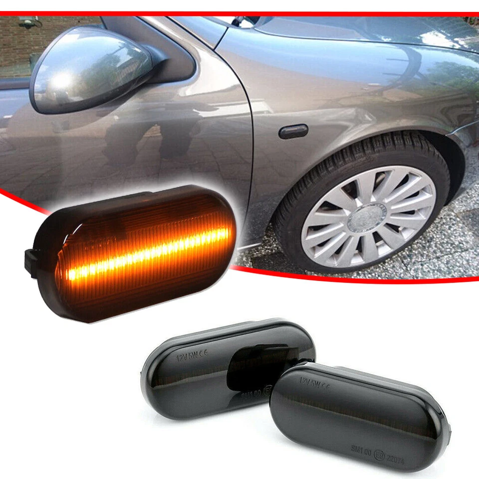 Smoked LED Side Marker Signal Lights For Volkswagen MK4 Jetta GTI R32 Beetle - Image 2 of 4
