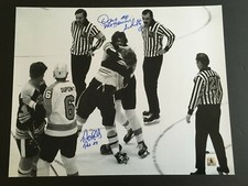 TERRY O'REILLY / DAVE SCHULTZ 16X20 DUAL AUTOGRAPH FIGHT PHOTO  C.O.A.