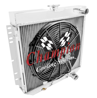 Rel Champion 4 Row Radiator Lowhose Pass 20'',16'' Fan for 1968 1969 Ford Torino