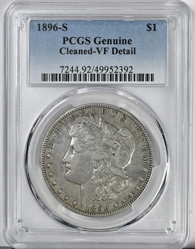 1896-S $1 Morgan Dollar PCGS Genuine VF Detail Cleaned WOW Nice Coin! 7244