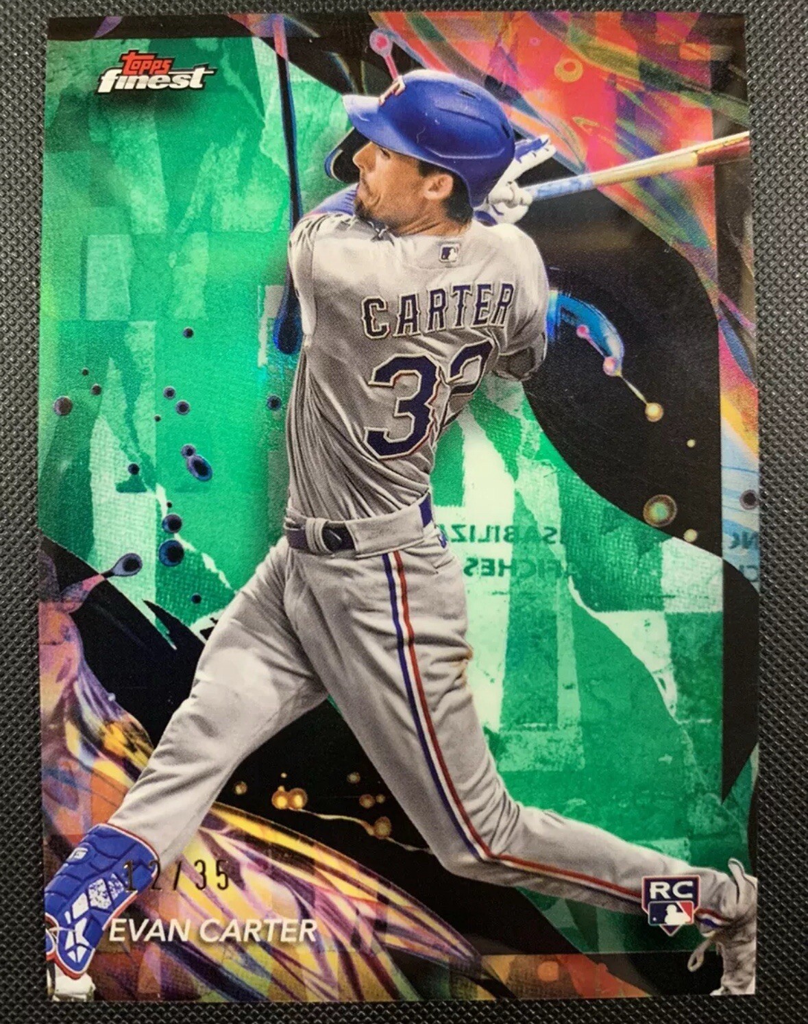 Evan Carter 2024 Topps Finest UNCOMMON #107 GREEN REFRACTOR Rookie Card /35 RC