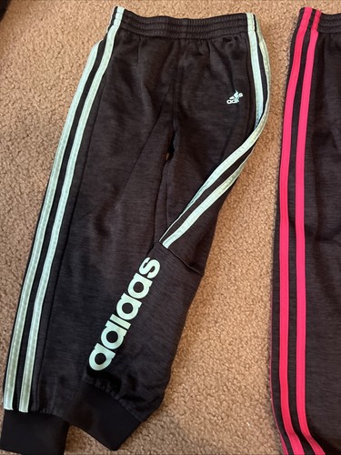 Adidas Girls 3 Stripe Tricot Sporty Jogger Black Size 6/6X Lot Of 2 - Picture 4 of 6