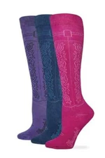 Wrangler Ladies Cowgirl Boot Pattern Knee High Socks 3 Pair Pack