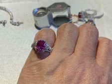 2.50Ct Oval Cut Pink Tourmaline Halo Women's Engagement Ring 14K White Gold Ove