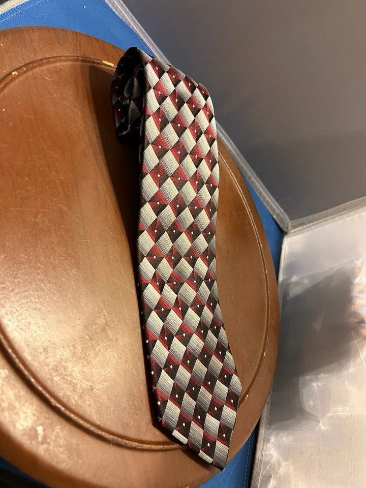 Галстук мужской Arrow бордовый серый 100% шелк геометрический галстук - Изображение 2 из 4