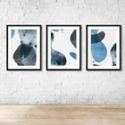Contemporary Blue White Grey Abstract Wall Art Print Picture 1 Or Set Of 3
