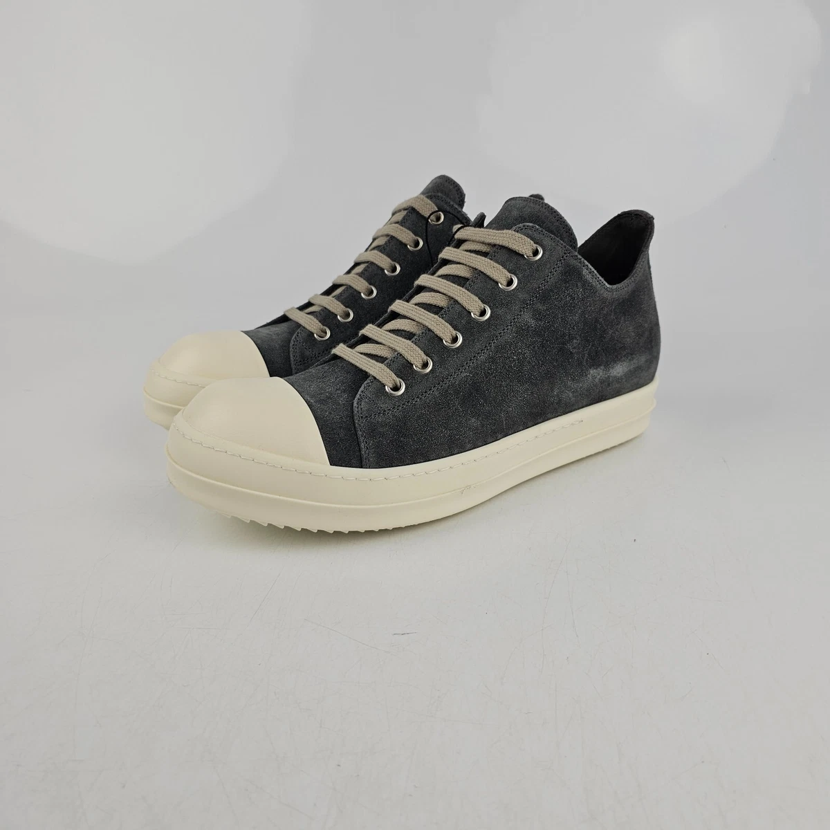 Rick Owens Ramones Suede Grey Low Top Sneakers New Size 40.5 US 7.5