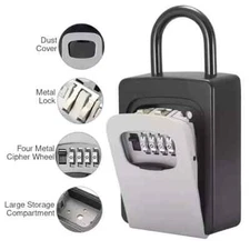 Key Lock Box for Outside-Combination Lockbox for House Key-Portable/Wall Mounted