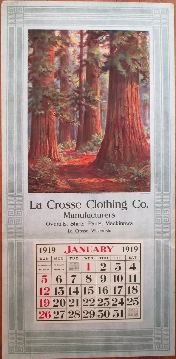 La Crosse, WI 1919 Advertising Calendar/17x39 Poster: Clothing Co.-Wisconsin  Wis | eBay