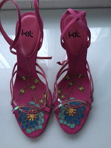 cerise pink strappy sandals