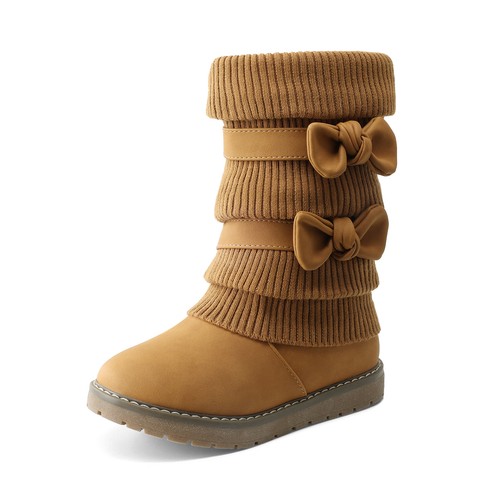 Kinder Mädchen Winter Schneestiefel Schleife Kunstfell gefüttert halbhohe Stiefel - Bild 6 von 23