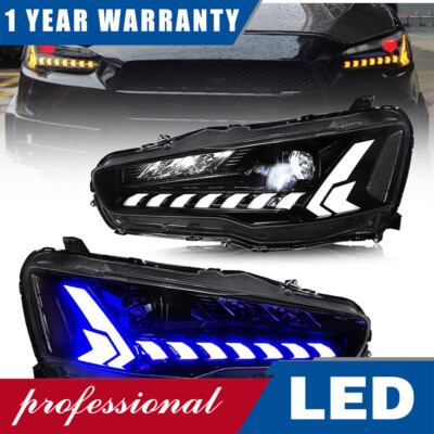 For Mitsubishi Lancer EVO X 2008-2020 LED Headlights DRL Sequential Turn Signal