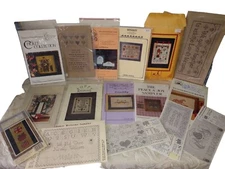 15 Vintage Rustic Country Cross Stitch Sampler Pattern Cards Grannycore Crafts