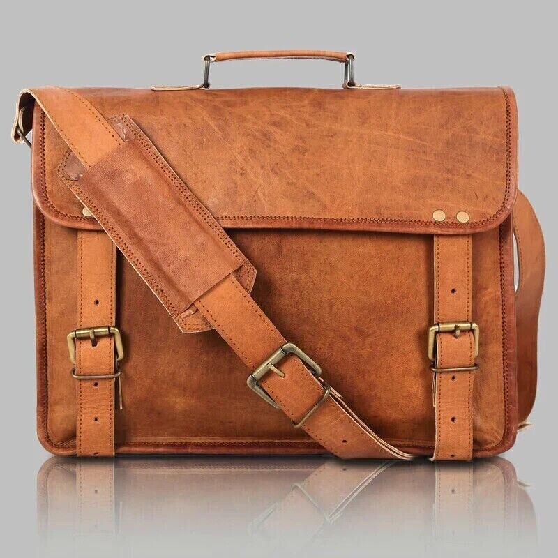 Men's Genuine Vintage Leather Messenger Solid Big Shoulder Men's Genuine Vintage Leather Messenger Solid Big Shoulder