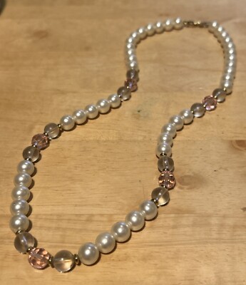Vintage Napier Faux Pearl And Beaded Necklace