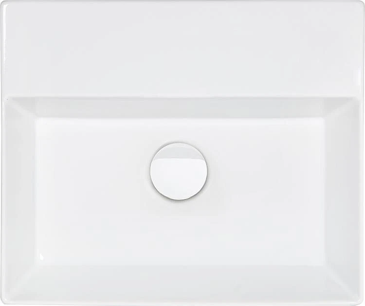Lavabo Elayla sans trou de robinetterie en céramique, blanc, 420 x 130 x 3 - Photo 2/3
