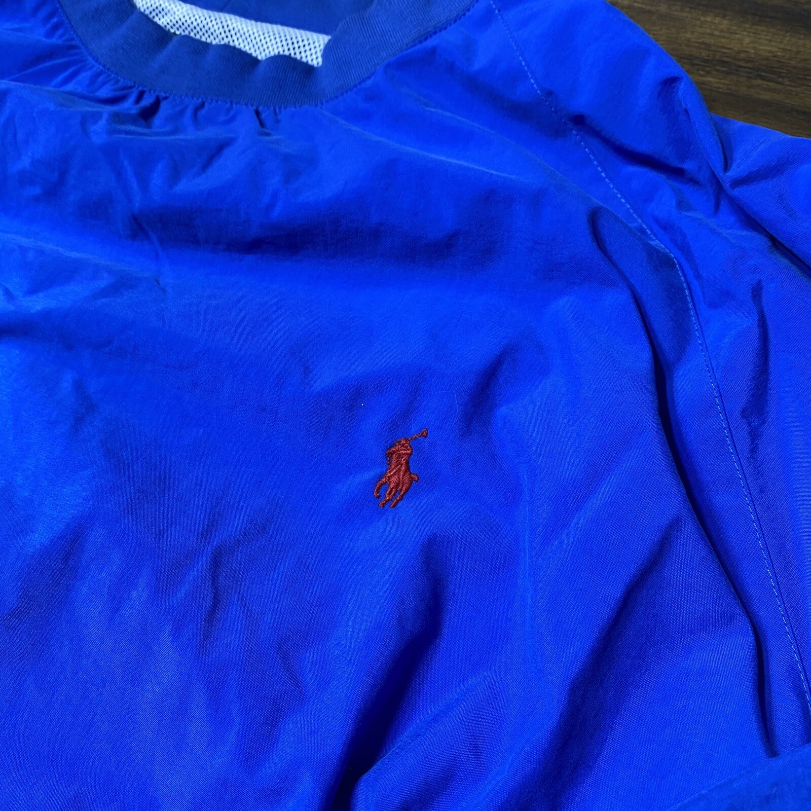 Vintage Polo Ralph Lauren golf pullover windbreaker jacket large blue spell out thumbnail 4