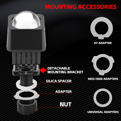 2x 1.5''inch Bi LED Projector Lens Mini Headlight High Beam Retrofit Universal - Picture 14 of 16