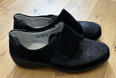 Waldläufer Damen NEU Sneaker Soft Schwarz Nubuk Leder WeiteK UK 7,5 41,5 Halbsch