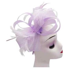 Lilac Purple Fascinator & Evening Clutch bag Set Women Headband Clip Hat Wedding