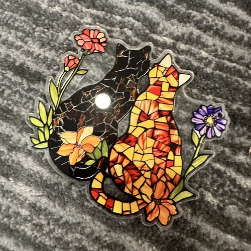 Cat Sun Catcher Stained Acrylic Window Hanging Indoor Outdoor Small Decor New - Bild 4 von 8