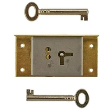 Left Hand Cabinet Door, Drawer Brass Half Mortise Lock w/Two Skeleton Keys S-20L