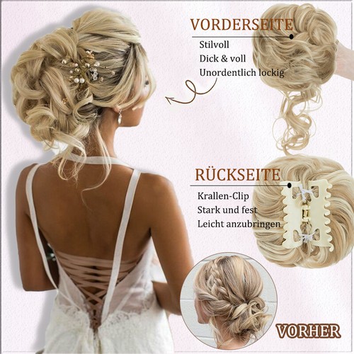 Claw Dutt Clip in Haarverlängerung Messy Bun Haarteil Kamm On Extensions Lockig - Bild 5 von 46