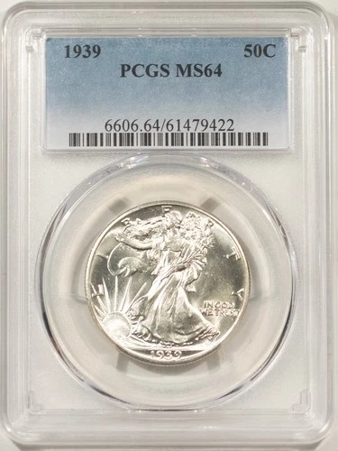 1939 WALKING LIBERTY HALF DOLLAR - PCGS MS-64, BLAST WHITE! PREMIUM QUALITY!