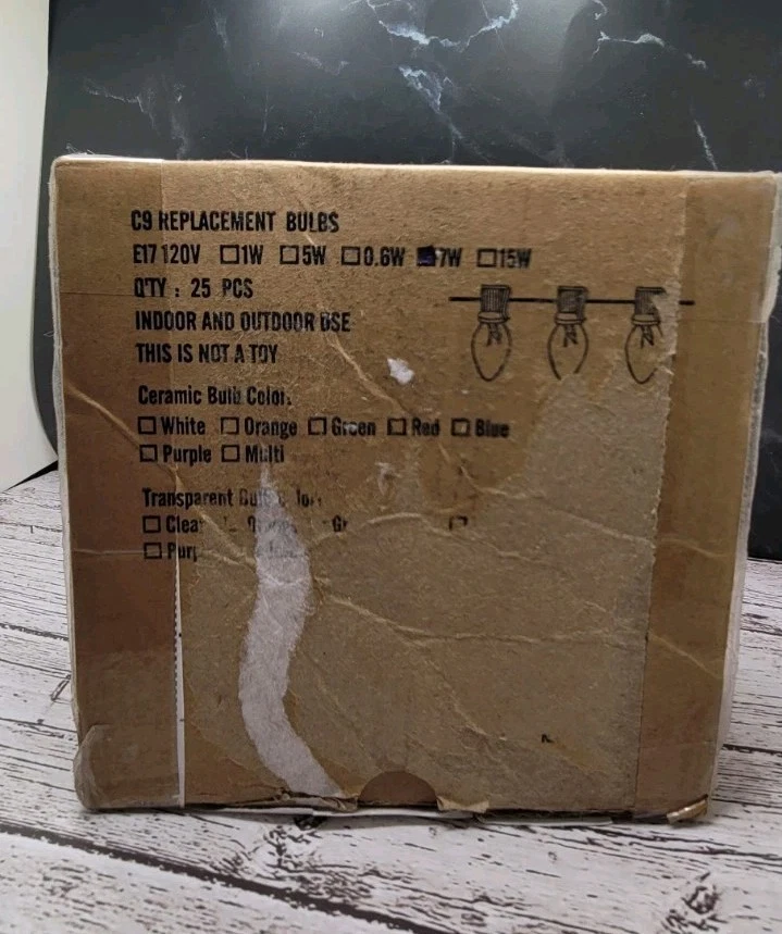 25 Pack C9 Replacement Bulb Frosted Clear 7w Indoor Outdoor E17 120v - Image 3 of 4