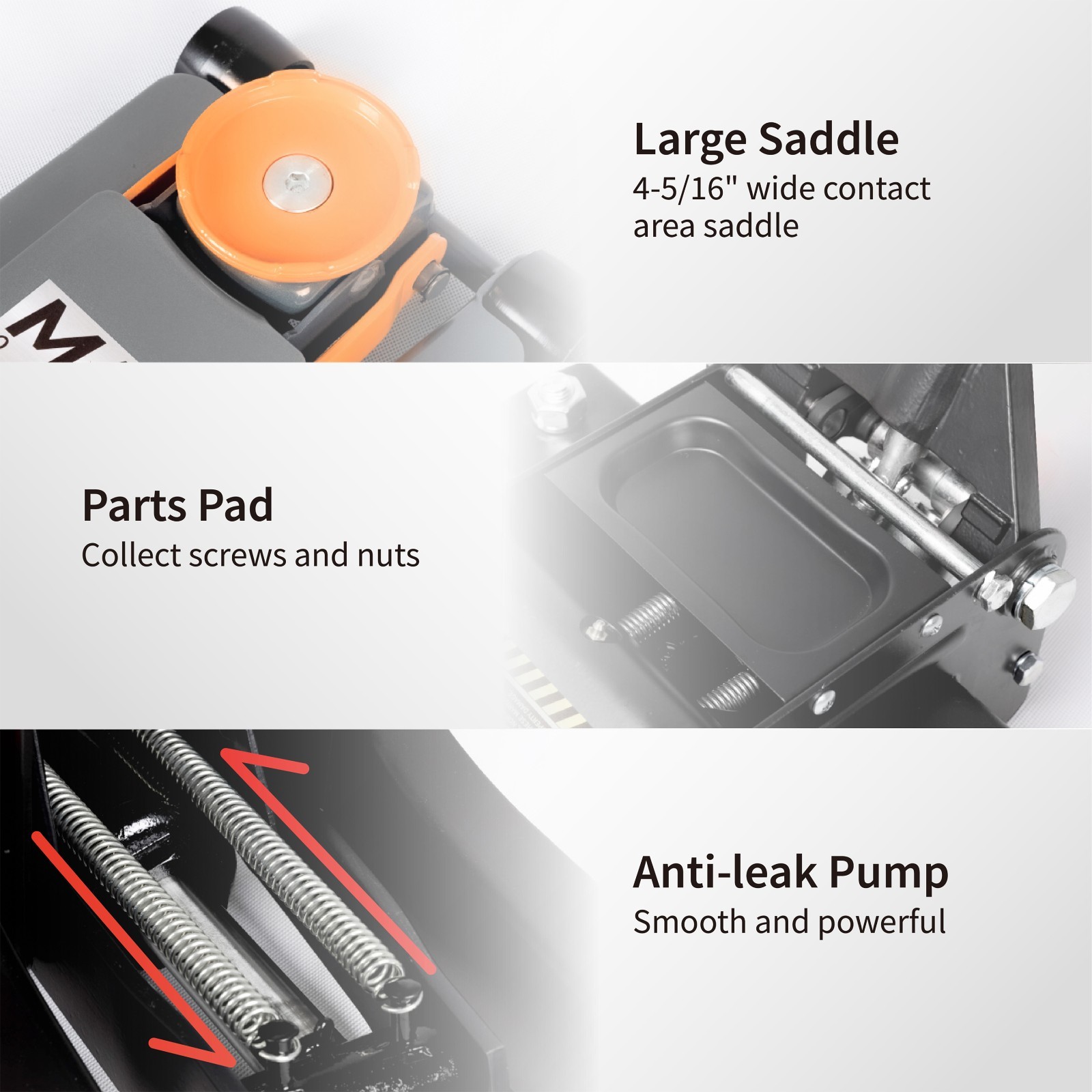 3 Ton Floor Jack Low Profile Rapid Dual Pistons Pump 2.9'' To 19.9'', Orange