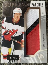 2020-21 UD SP Game Used Jack Hughes Supreme Patches 13/15 New Jersey Devils NHL