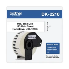 Brother DK2210 1.1" x 100' Continuous Paper Label Tape - White (1-Roll) New