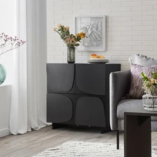 Wooden Cabinet 2 Doors Storage Sideboard Farmhouse Entryway Cupboard