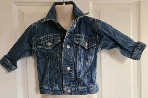Osh Kosh Ropa de Trabajo Niños Pequeños 12 Meses Denim Azul Jean Chaqueta Puños Desgastados - Imagen 7 de 13