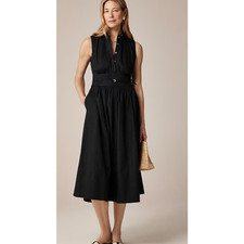 J Crew Fitted Waist Shirt Dress 18 Black NWT Midi Sleeveless CJ519 J.Crew Ezra