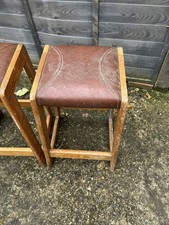 Pair Of Vintage MCM Stools brown topped 1960's Retro 