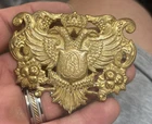 Vintage MIRIAM HASKELL Coat of Arms Brooch Pin Large Gold Tone