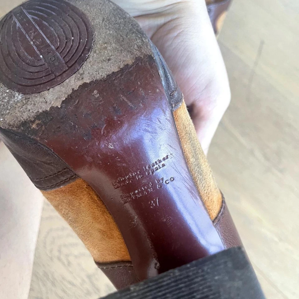 chie mihara brown and tan heeled oxford shoes - Image 4 of 4