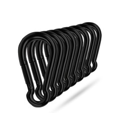 Black Carabiner Clip, Heavy Duty Spring Snap Hook Quick Link for Outdoor Camp...