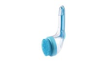 Pet bath brush, brush and soap dispenser, cat dog grooming blue
