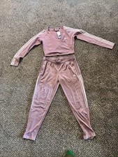 adidas Women's Mauve Tracksuit Set Track Jacket & Pants Size L Polyester