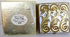 Max Factor Creme Puff Jewelers Compact "Modern Florentine" Metal Case Circa 1960