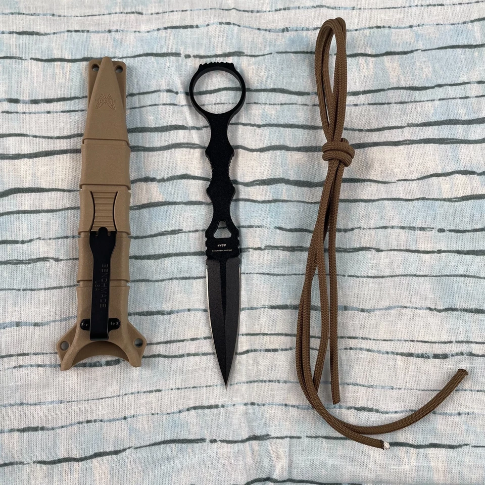 Nuevo cuchillo de hoja fija recubierto negro funda de arena SOCP Dagger 176BKSN hecho en banco Foto 3 de 4