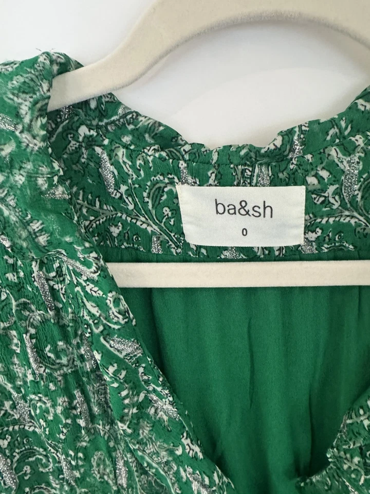 ba&sh green Clem Dress Size S/4 Mini Romantic bohemian like Isabel marant - Image 3 of 4
